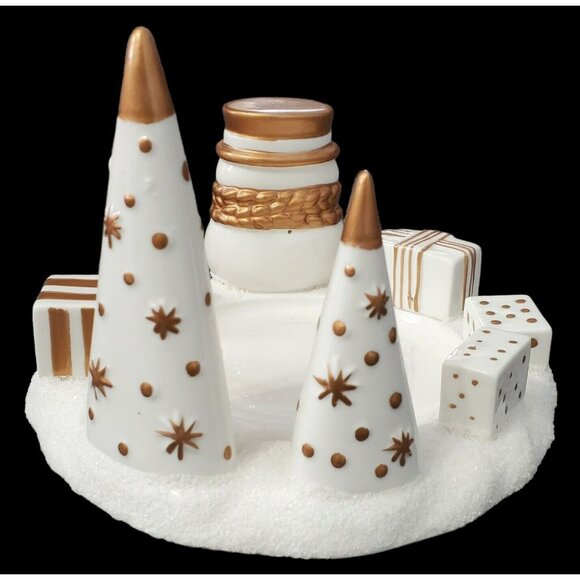 Yankee Candle Jackson Frost Snowman Jar Holder Winter Christmas Trees Glitter - Picture 4 of 15